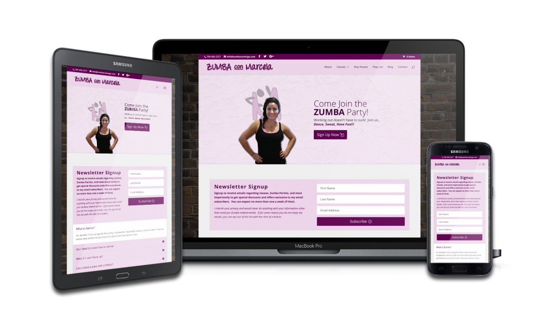 Responsive Design Zumba con Marcela Website